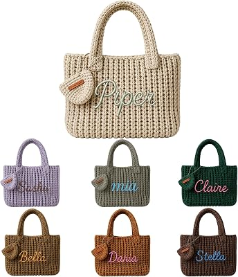 VKPOYNRO Custom Embroidered Name Crochet Tote Bag