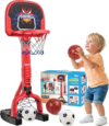 Toddler Basketball Hoop, Easy Score Baby Kids Basketball Hoop & Soccer Goal for Indoor Outdoor Play, Adjustable Height 2–4.4 ft, Birthday Gifts Spiderman Toys for Toddlers Ages 3+