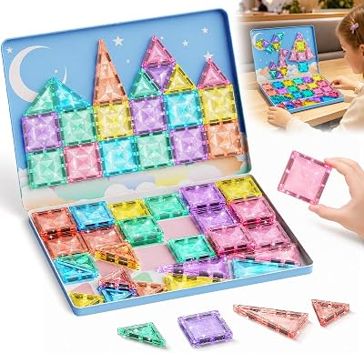Pink Princess Glitter Magnetic Tiles: Diamond Candy Castle for Girls