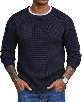COOFANDY Mens Sweater Crewneck Pullover
