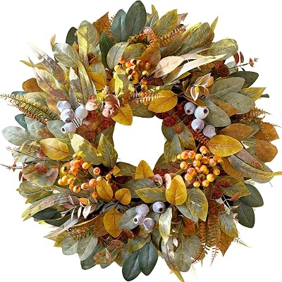 22 Inch Eucalyptus Fall Front Door Wreath Harvest Farmhouse Decor