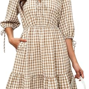 ECOWISH 3/4 Sleeve Mini Dress