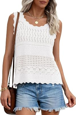 PRETTYGARDEN Womens Crochet Tank Tops