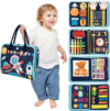 Montessori Busy Board & Busy Book for Toddlers with 20+ Learning Activities, Sensory Activity Toy for Fine Motor Skills, Montessori Learning Toy, Quiet Travel Toy for Airplane & Car, Birthday Gift