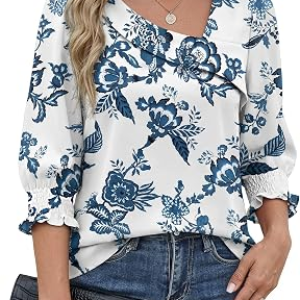 FUNLINGO 3/4 Length Sleeve Womens Tops