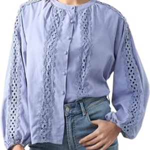 Ystguic Womens Button Up Lace Shirt