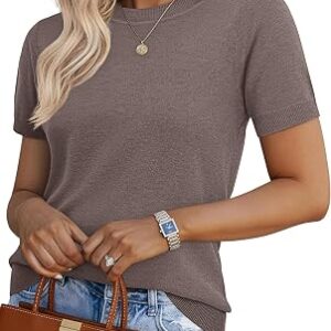 Women’s Wool Blend Short Sleeve Sweater Lightweight Business Casual Knit Pullover Top