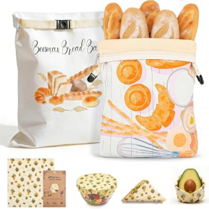 SERDYES 3Pack Beeswax Bread Bags Set