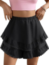 Caracilia Flowy Skorts for Women Ruffle Tiered A-Line Mini Skirts Built-in Shorts