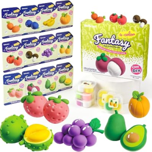 Both idea Air Dry Clay Kit with 12 Fruit Projects – Modeling Clay with Sculpting Tools, Step-by-Step Guide, DIY Arts and Crafts Set for Boys and Girls, Classroom Birthday Party Act