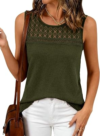 BTFBM Tank Top for Women 2026 Sleeveless Shirts Waffle Knit Vest Crew Neck Casual Outfits Loose Blouses Summer Tops(Army Green, X-Small)