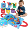Baby Montessori Sensory Toy 6-18 Months, Ocean Soft Cloth Activity Toy | Fishing Game with Stacking Cups & Color Sorting, Educational Early Learning Toys for Infants, Birthday Gift for Boys Girls