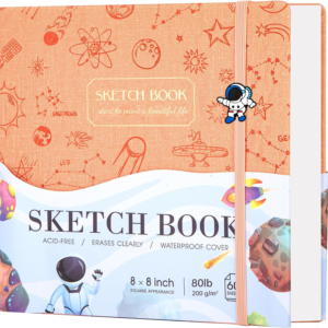 FLYING EAGLE Sketch Book, Square Hardcover Sketchbook for Kids,8 x8,Orange