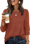 WIHOLL 3/4 Length Sleeve Tops