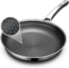 OATOFP Non Stick Frying Pans 12 inch, Hybrid Frying Skillets Nonstick, Stainless Steel Braiser Pans, Dishwasher and Oven-Safe Chef Pan, Induction Compatible Cooking Pan, Upgraded Design, Quiche Pans