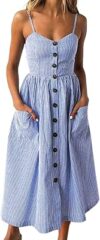 ANGASHION Button Down Swing Midi Dress