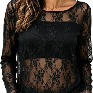 WIHOLL Womens Mesh Tops