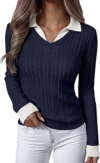 CARACILIA Womens Cable Knit Sweater