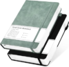 CAGIE 2 Pack Notebooks Journals for Women Men Hardcover A5 Leather Journals for Writing Thick Diary, Green & Black