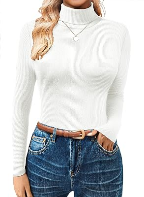 GKBK Women's Turtleneck Sweaters Long Sleeve Ribbed Basic Tees