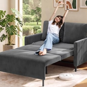 Welzona Loveseat Sleeper Sofa 47″, Convertible Sofa Bed, Corduroy Love seat