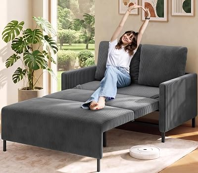 Welzona Loveseat Sleeper Sofa 47", Convertible Sofa Bed, Corduroy Love seat