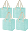 VENO 4 Pack Large Grocery Bag Reusable Shopping Bags with Hard Bottom | Utility Tote with Reinforced Handles, Heavy Duty, Foldable, Stand Upright, for Groceries Shopping Cart(Evergreen,4 Pack)