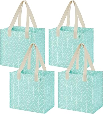 VENO 4 Pack Large Grocery Bag Reusable Shopping Bags with Hard Bottom | Utility Tote with Reinforced Handles, Heavy Duty, Foldable, Stand Upright, for Groceries Shopping Cart(Evergreen,4 Pack)