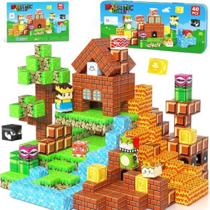 Soyee Magnetic Blocks Travel Toys with Portable Metal Tin – STEM Magnet Building Blocks Toddler Kids Toys for 3 4 5 6 7 8 Year Old Boys & Girls Xmas Birthday Gifts Stocking Stuffers Party Favor