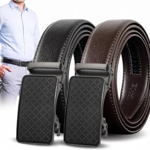 Truyis Men’s Leather Ratchet Belt 2 Pack,Adjustable Ratcheting Click Belt