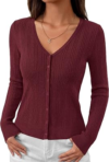 MASCOMODA Womens Fitted Lightweight Cardigan Button Sweaters