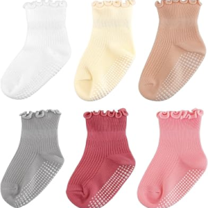 HENLAND-JUMP 6 Pairs Toddler Ruffle Socks