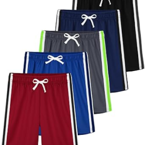 YERIOK 5 Pack Boys Athletic Mesh Shorts