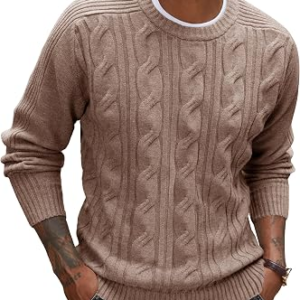 GRACYOGA Mens Sweater Cable Knit Pullover