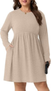 OLRIK Womens Plus Size Ribbed Sweater Dress