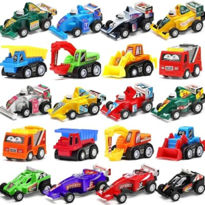 20 Pack Mini Pull Back Cars, Construction Trucks and Race Cars Set for Kids | Construction Trucks and Race Cars Fit Birthday Games, Pinatas, Easter Eggs and Rewards, for Boys and Kids