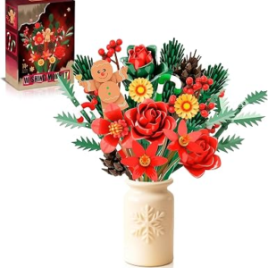 Christmas Flowers Bouquet Building Set, Xmas Botanical Collection Compatible with Lego Flowers for Home Living Room Christmas Decor, Xmas Gift for Grandkids & Teens, 865 PCS | Compatible with Lego flowers, home and living room decoration, Christmas gift