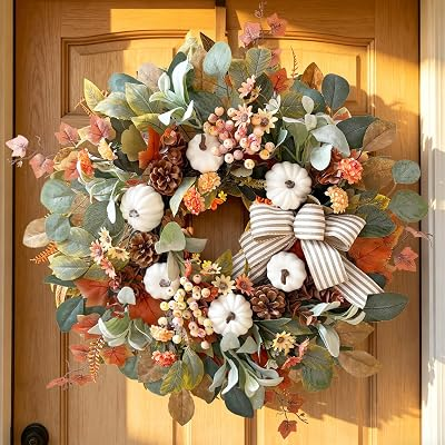 WANNA-CUL 24-Inch Farmhouse Fall Wreath