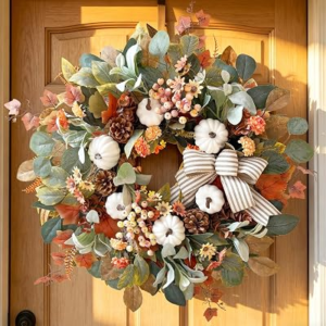 WANNA-CUL 24-Inch Farmhouse Fall Wreath