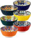 vancasso 26 Oz Ceramic Cereal Bowls Set of 6, Bohemian Soup Salad Bowls | Microwave and Dishwasher Safe, Handcrafted Bohemian Design with Vibrant Glaze, Versatile for Soup, Salad, Pasta, Cereal