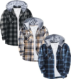 ZITY 3 Pack Mens Flannel Hoodie Shirts