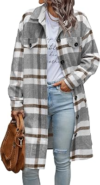 PRETTYGARDEN Plaid Shacket Jacket Flannel Shirts