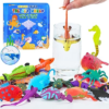 Color Changing No Hole Bath Toys with 2 Glow in The Dark Toys & Bath Book | Bath Toys for Kids Toddlers, Color Changing Squishy Sea Animal Bathtub Toys, Water Table Toys Sea Creatures Fish Toys