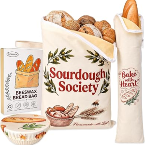 DOLRRCM 2 Pack Beeswax Bread Bag