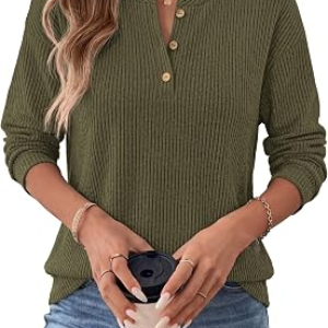 KIRUNDO Long Sleeve Henley Shirts