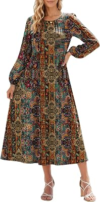 Zeagoo Fall Dresses for Women Long Sleeve Midi Dress