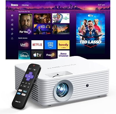 ELEPHAS Roku TV Smart Projector with Wi-Fi and Bluetooth Built-in Roku TV