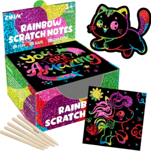 ZMLM 165 Pcs Rainbow Scratch Paper Art Notes – Crafts for Kids Ages 4-8