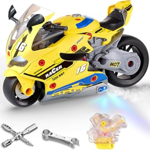 Take Apart Motorcycle Toys Kit, Motorcycles Toy with Light & Sound, Motorcycle Model Toys for Toddlers 3-5, DIY Engine Building Kit Enhances Hands-On Skills for Preschool & Kinderg
