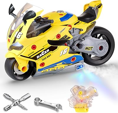 Take Apart Motorcycle Toys Kit, Motorcycles Toy with Light & Sound, Motorcycle Model Toys for Toddlers 3-5, DIY Engine Building Kit Enhances Hands-On Skills for Preschool & Kinderg